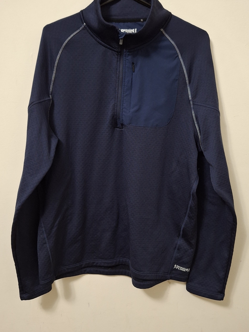 Men's Running Room Navy Blue 1/4 Zip Pullover Jacket With Chest Pocket Size L/G